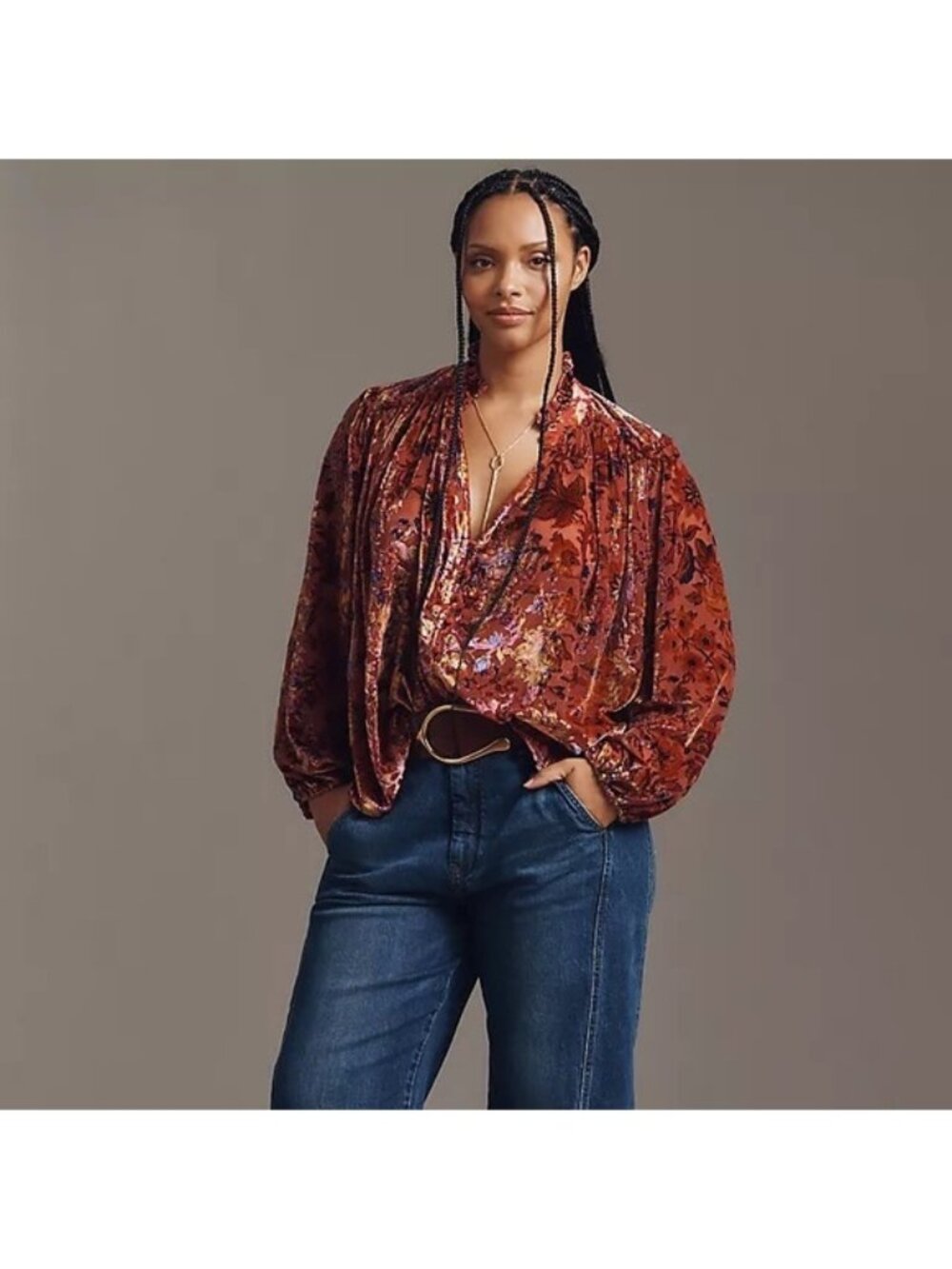 NWT Anthropologie 2X Plus The Estela Burnout Sheer Printed Blouse